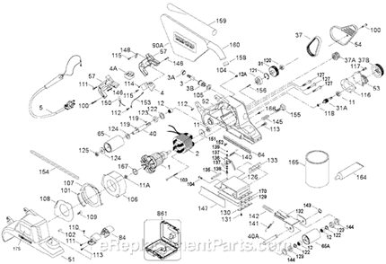 Page A Diagram and Parts List for 360 Type 6 Porter Cable Sander Polisher